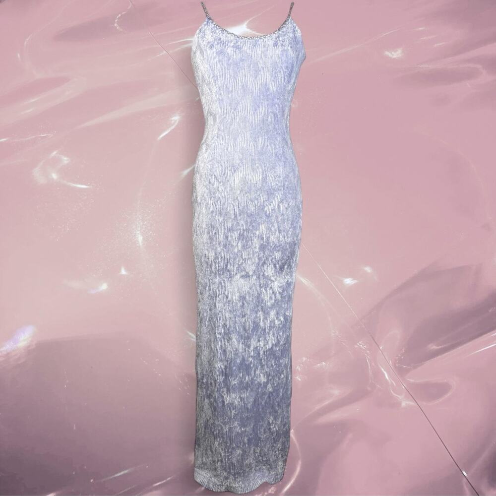 Vintage Y2K Scott McClintock lavender shimmer crinkle maxi prom dress size 8